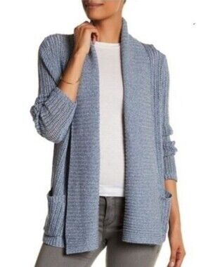 Soft Joie Indigo Blue Open Front Knit Shawl Collar Cardigan Size Medium